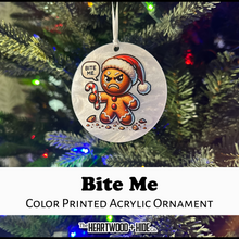 Load image into Gallery viewer, Color Printed Acrylic Ornament - Bite Me - Pearl White Acrylic