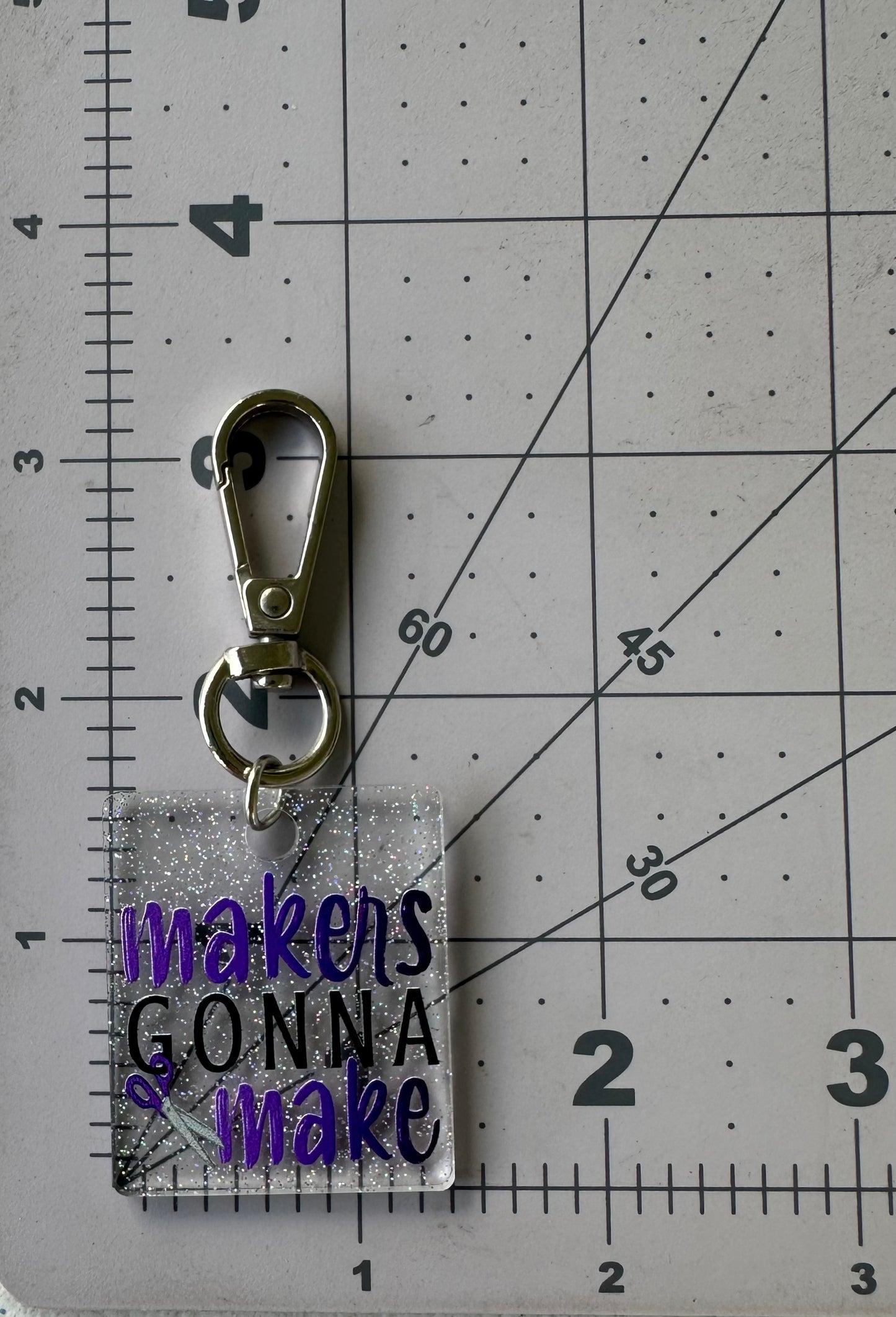 Color Printed Bag Charms - Makers Gonna Make - Clear Fairy Sparkle Acrylic