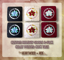 Load image into Gallery viewer, "Custom Holiday Goods" Color Printed Cork Tags (6 Pack)