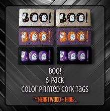 Load image into Gallery viewer, "BOO!" 6-Pack - Color Printed Cork Tags