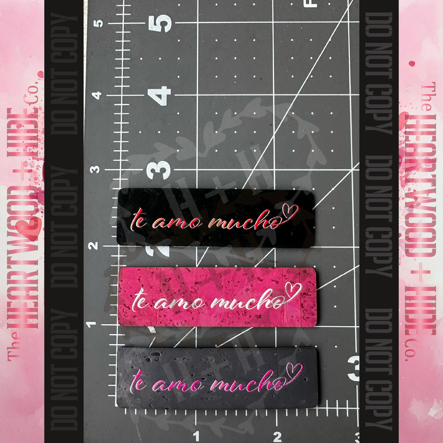 "te amo mucho" 3-pack - Color Printed Cork Tags