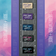 Load image into Gallery viewer, "Cut & Sewn by Hand" Color Printed Luxe Faux Leather Tags 10 Pack
