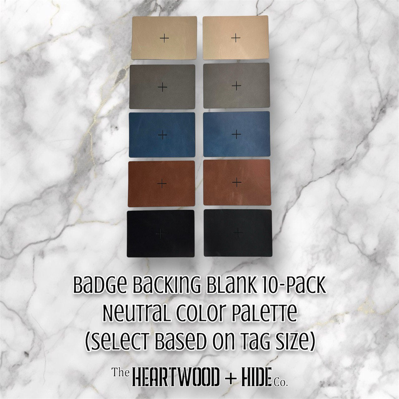 Badge Backing Blank 10-Pack - Neutral Shade Luxe Faux Leather - Sold By Individual Tag Size