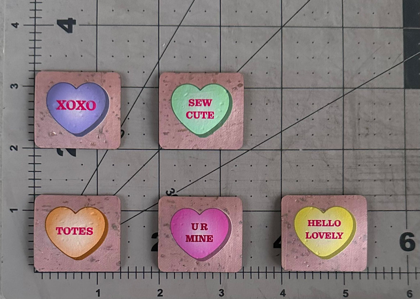 Convo Hearts Color Printed Rose Gold Pearl Cork Tag 5-Pack