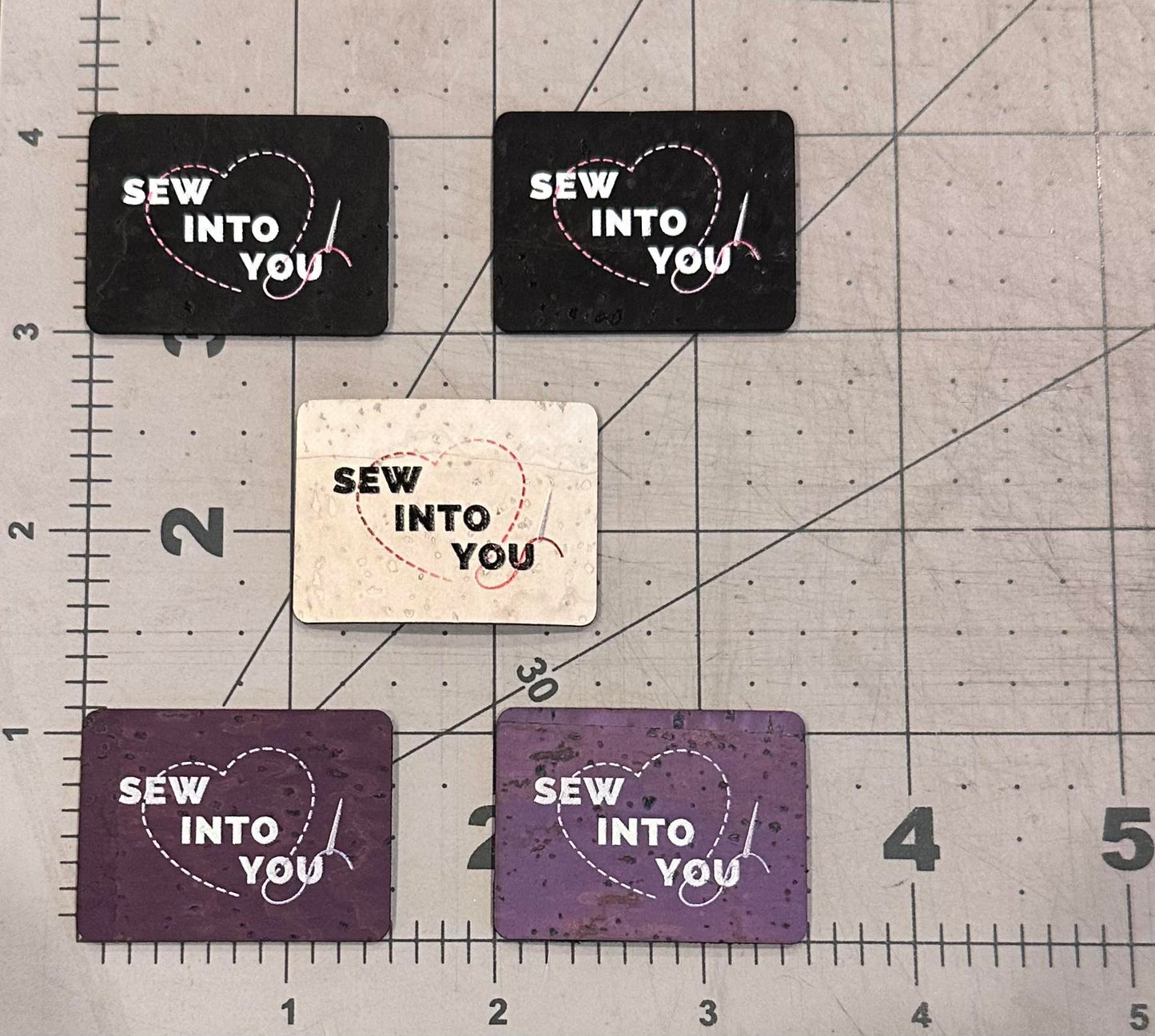 "Sew Into You" Color Printed Cork Tags 5-Pack