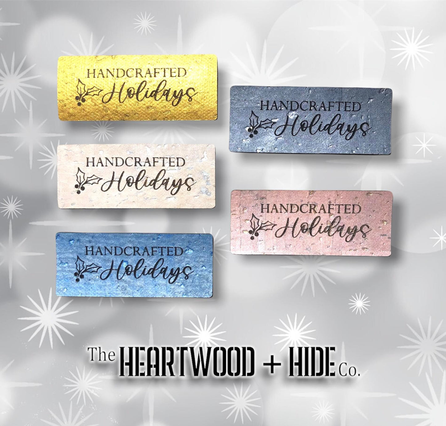 Handcrafted Holidays Engraved Cork Tags -- Glimmer + Pearl Color Sampler