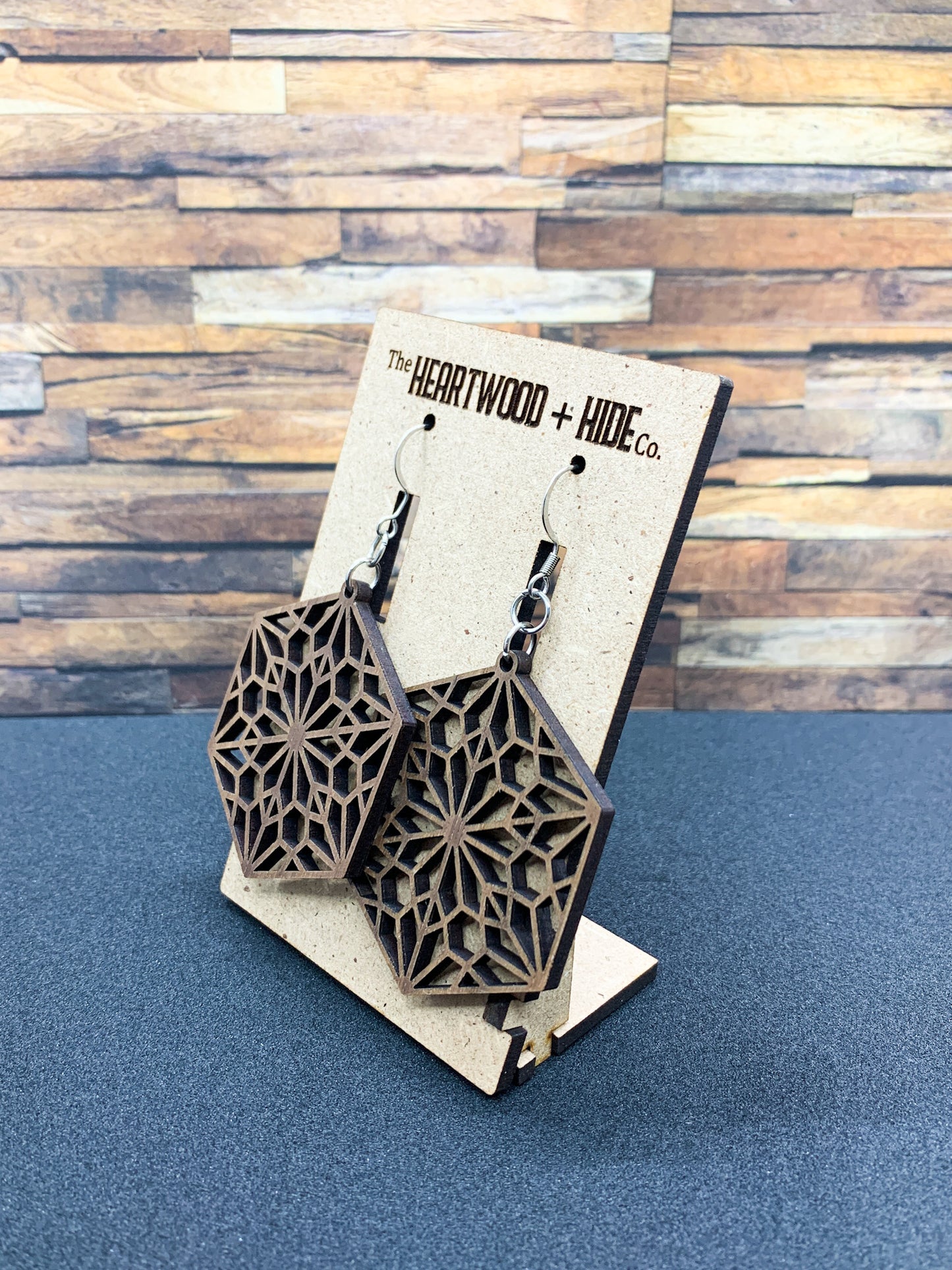 Walnut Kaleidoscope Dangle Earrings