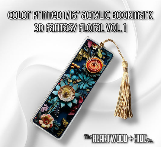 Color Printed 1/16" Acrylic Bookmark - 3D Fantasy Floral Vol. 1