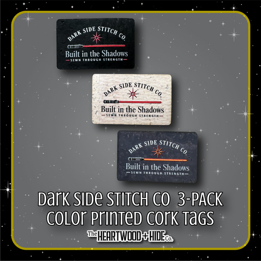 "Dark Side Stitch Co" 3-pack - Color Printed Cork Tags