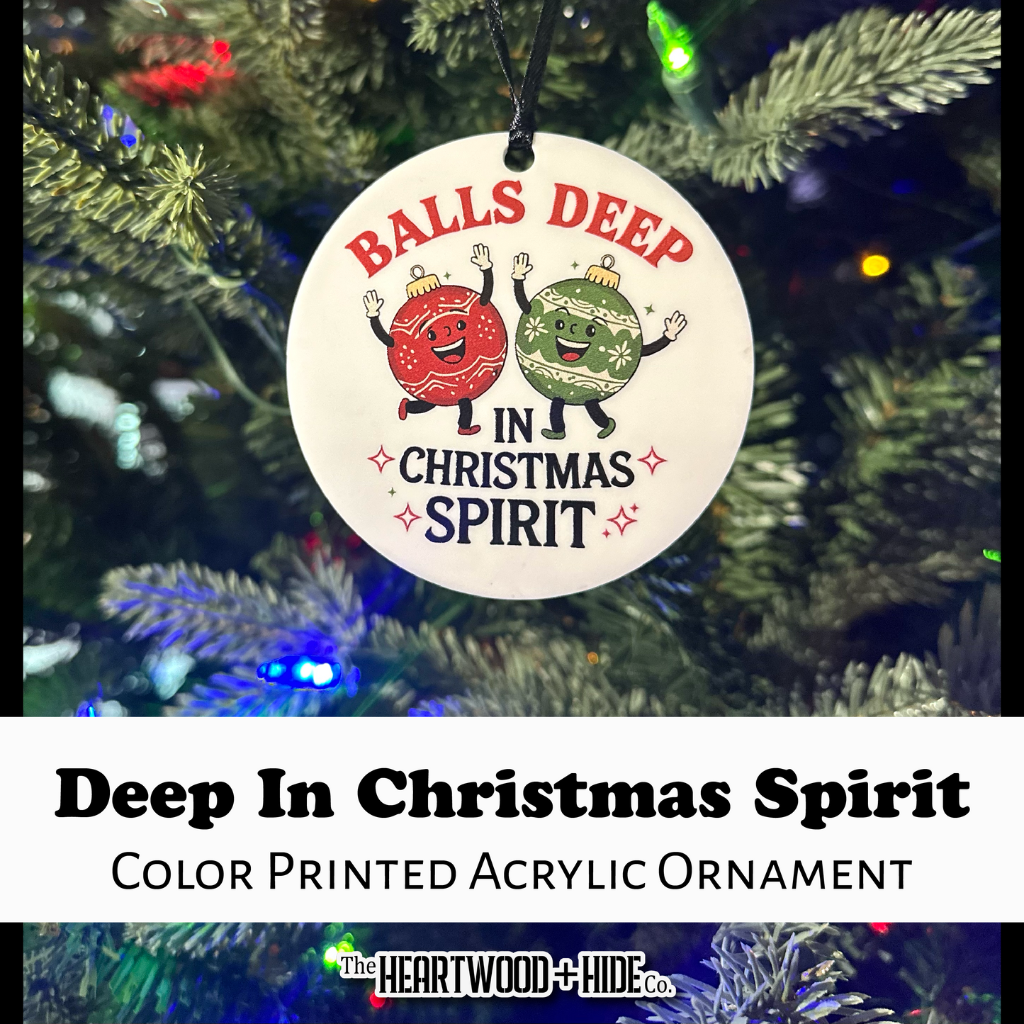 Color Printed Acrylic Ornament - Deep In Christmas Spirit - Matte White Acrylic