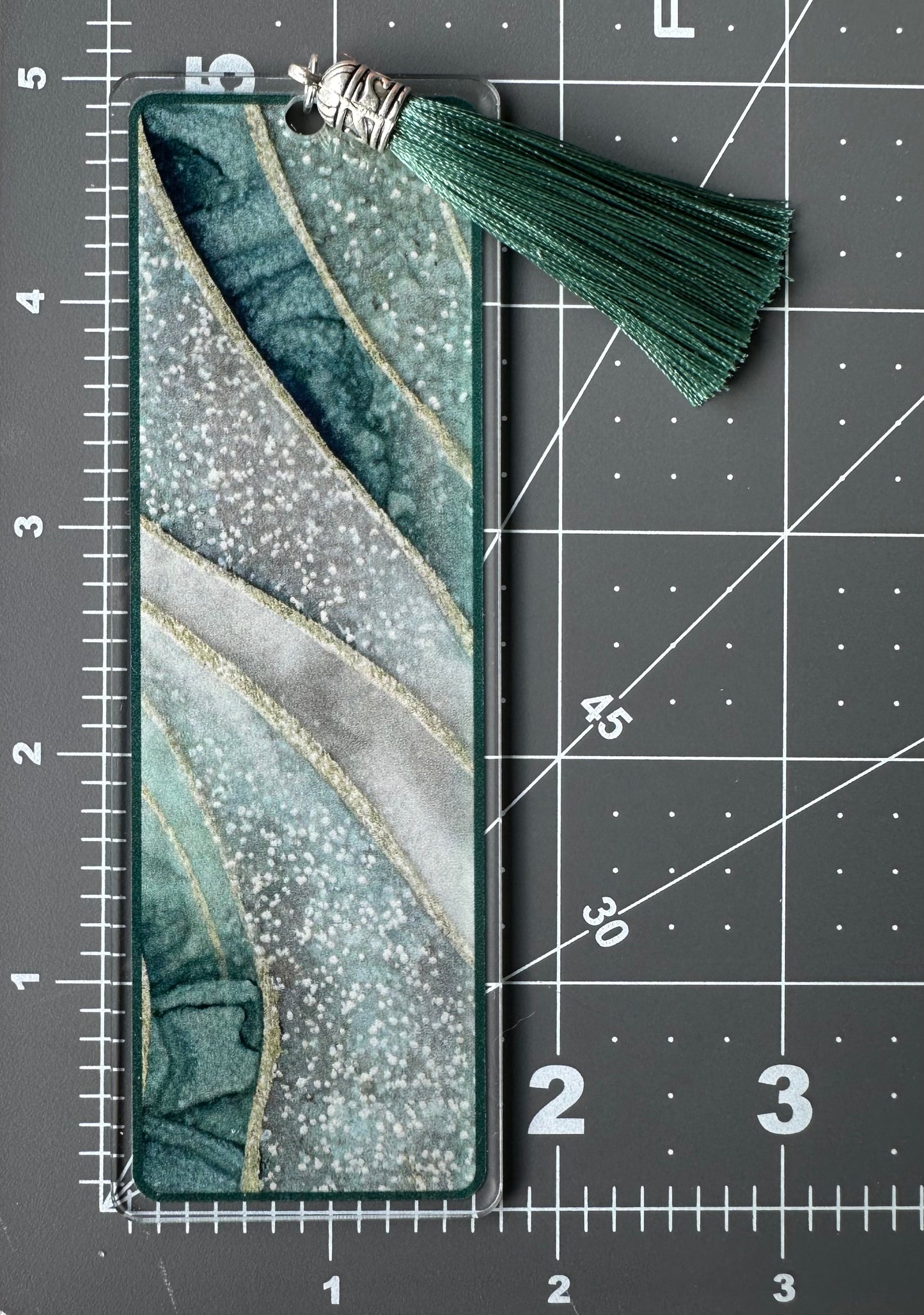 Color Printed 1/16" Acrylic Bookmark - Jade Shimmer Agate