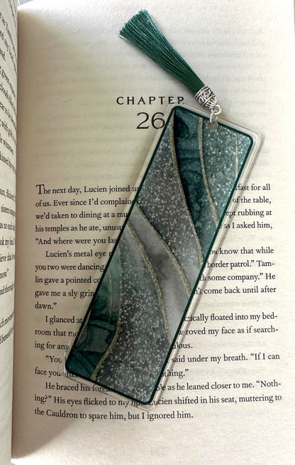 Color Printed 1/16" Acrylic Bookmark - Jade Shimmer Agate