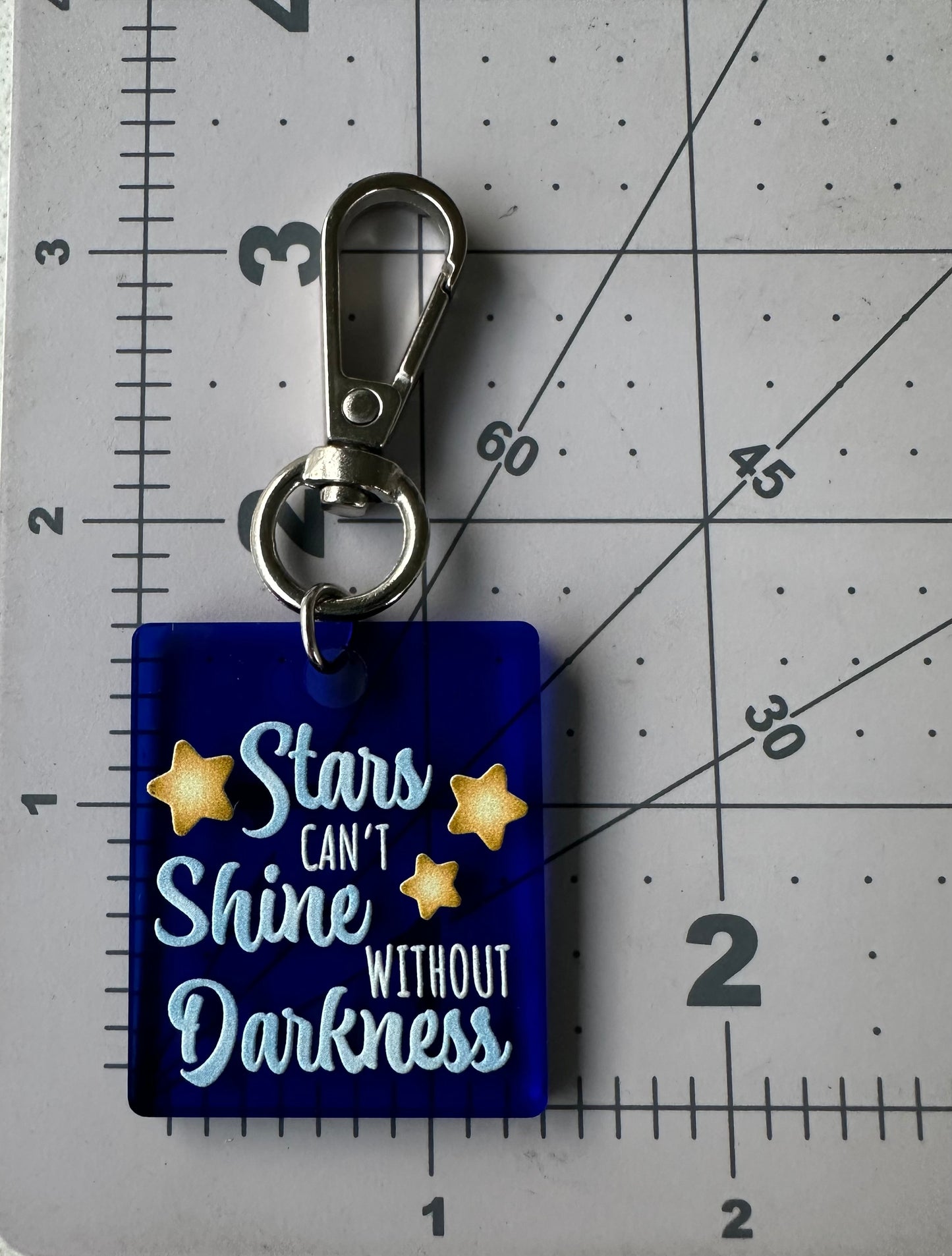 Color Printed Bag Charms - Stars Can't Shine Without Darkness - Cobalt Blue Acrylic