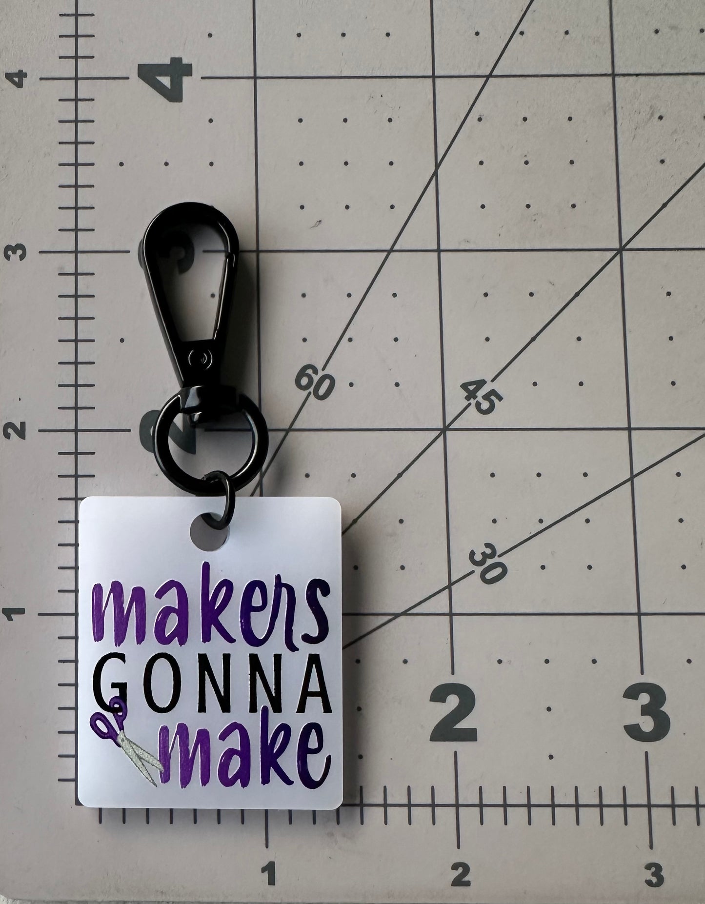 Color Printed Bag Charms - Makers Gonna Make - White Acrylic