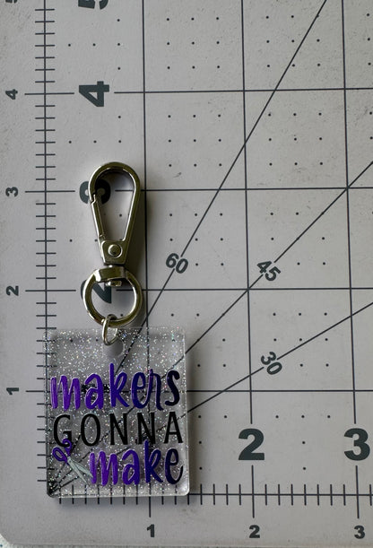 Color Printed Bag Charms - Makers Gonna Make - Clear Fairy Sparkle Acrylic