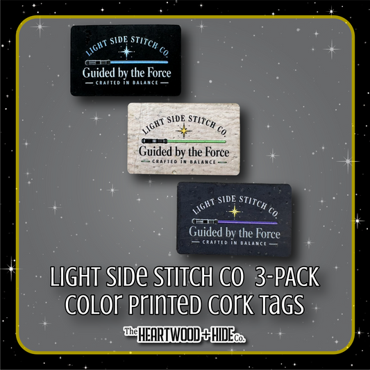 "Light Side Stitch Co" 3-pack - Color Printed Cork Tags