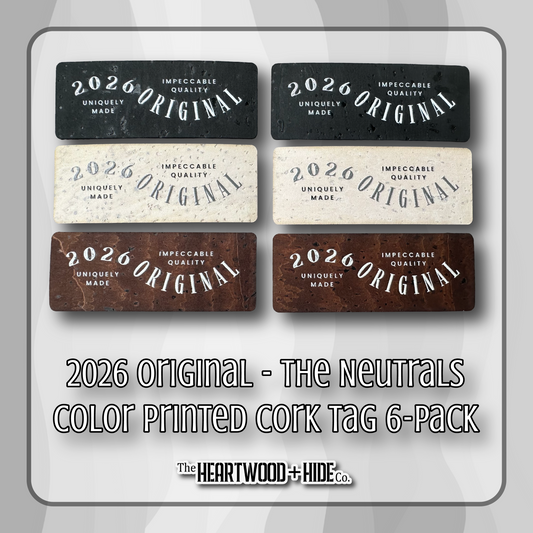 2026 Original -- "The Neutrals" Color Printed Cork Tags (6 Pack)