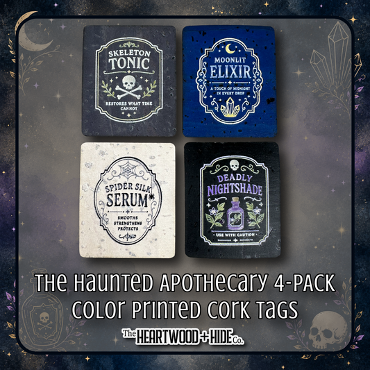 "The Haunted Apothecary" 4-pack - Color Printed Cork Tags