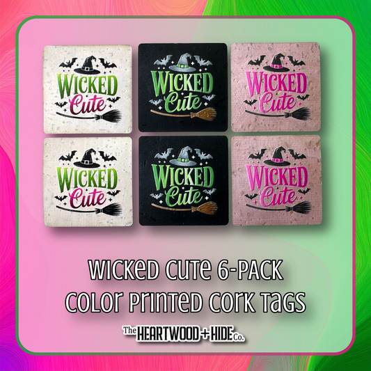 "Wicked Cute" 6-Pack - Color Printed Cork Tags