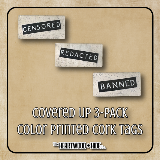 "Covered Up" 3-Pack - Color Printed Cork Tags