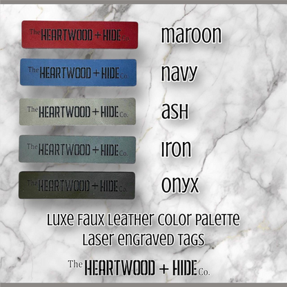 Custom Engraved LUXE Faux Leather Bag Tags