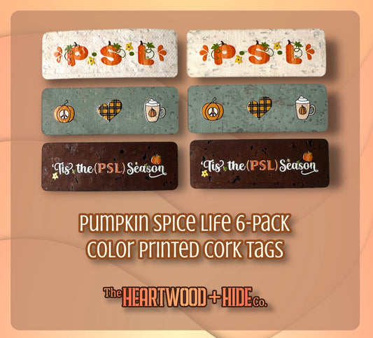 "Pumpkin Spice Life" Color Printed Cork Tags (6 Pack)
