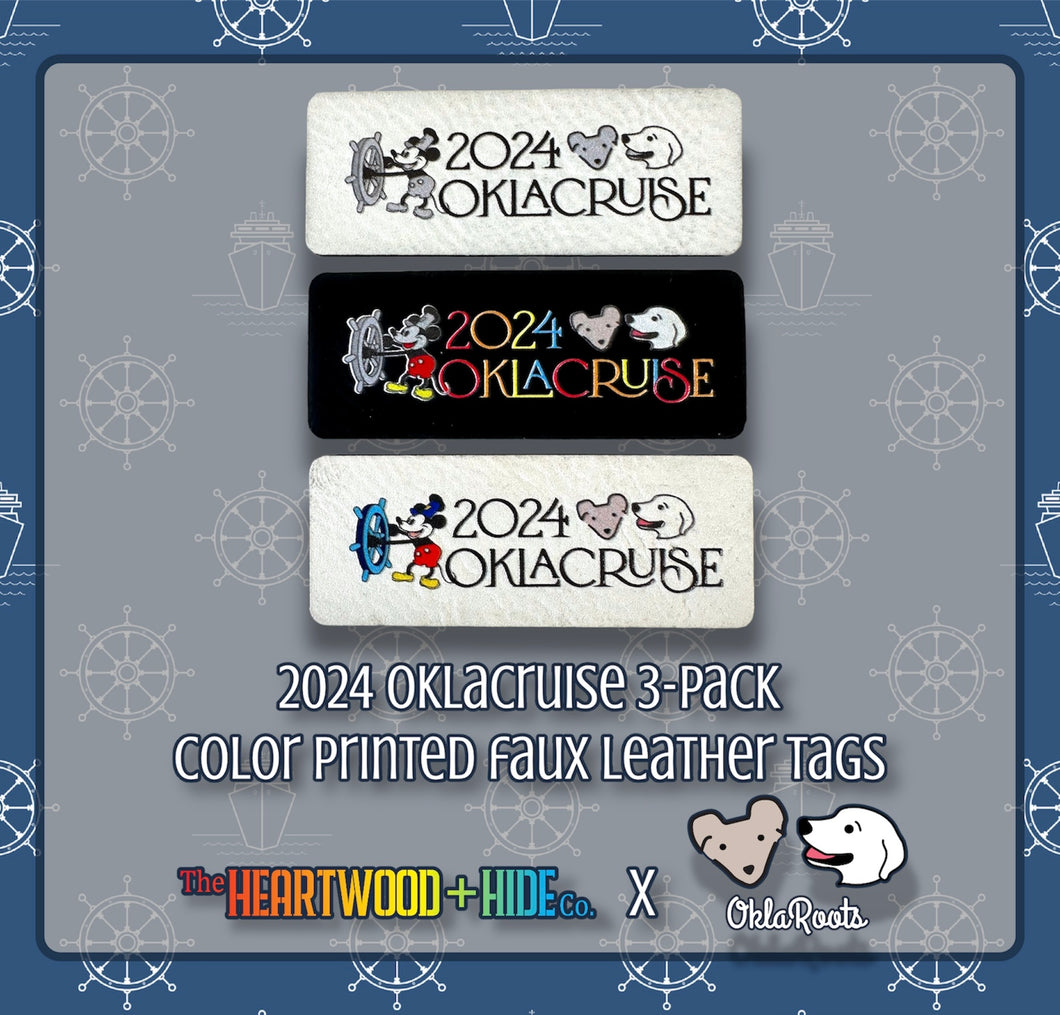 2024 OklaCruise 3-Pack - Color Printed Faux Leather Tags
