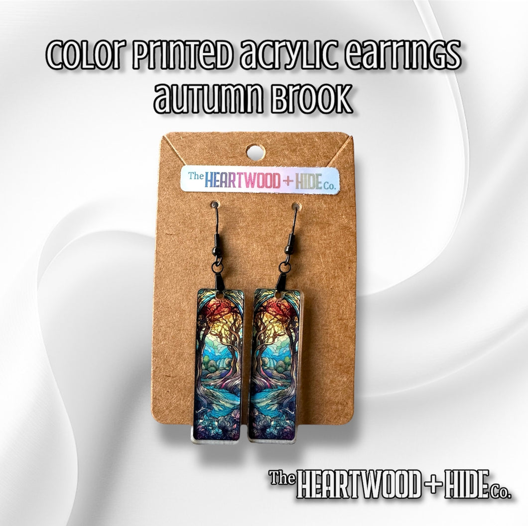 Color Printed Acrylic Earrings - Autumn Brook