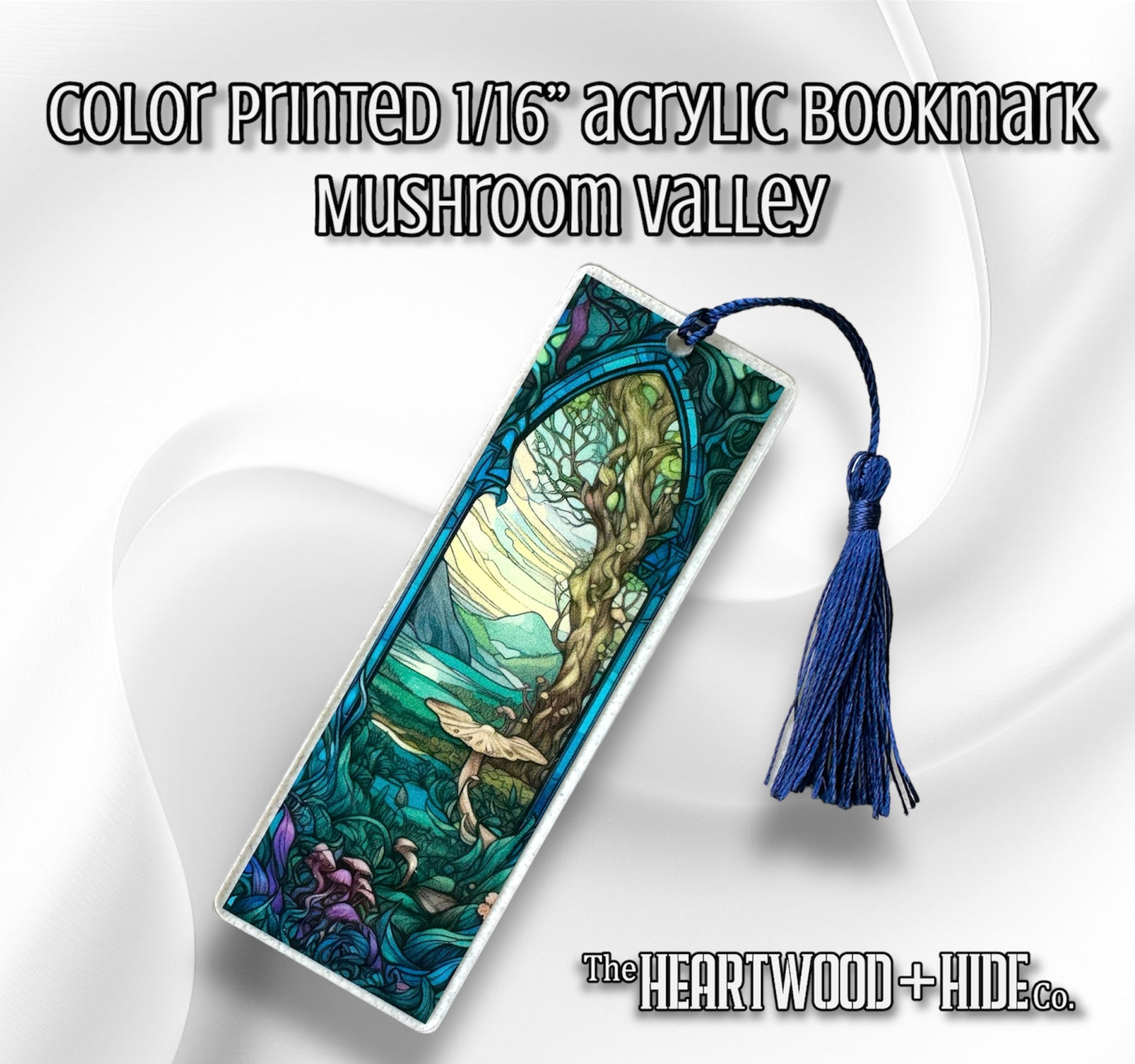 Color Printed 1/16" Acrylic Bookmark - Mushroom Valley