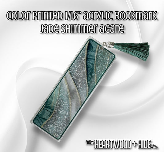 Color Printed 1/16" Acrylic Bookmark - Jade Shimmer Agate
