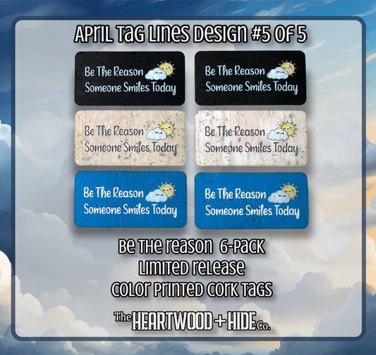 "Be The Reason" - 6-pack - LIMITED RELEASE Color Printed Cork Tags [TL APRIL 5 of 5]