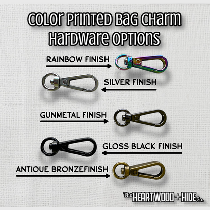 Color Printed Bag Charms - Everything You Can Imagine - Black Sparkle Acrylic