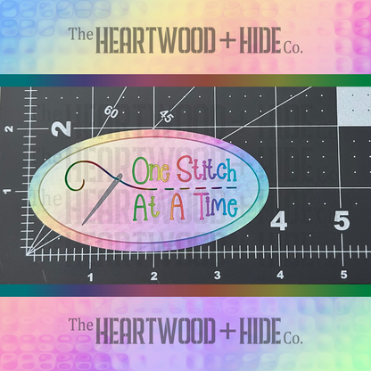 "One Stitch At A Time" - Repositionable Vinyl Decal (Sticker)