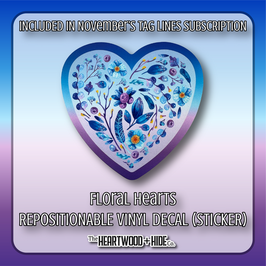 "Floral Hearts" - Repositionable Vinyl Decal (Sticker) [TL '25 November]