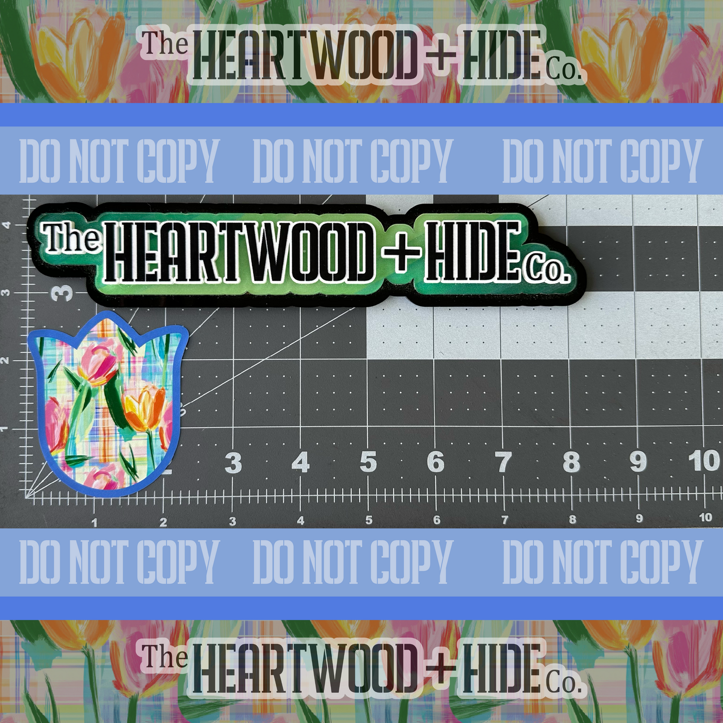 "Plaid Painted Tulips" - Repositionable Vinyl Decal (Sticker) [TL '26 July]