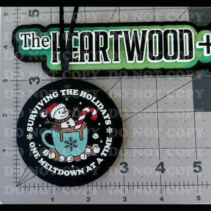Color Printed Acrylic Ornament - Surviving A Meltdown - Matte Black Acrylic