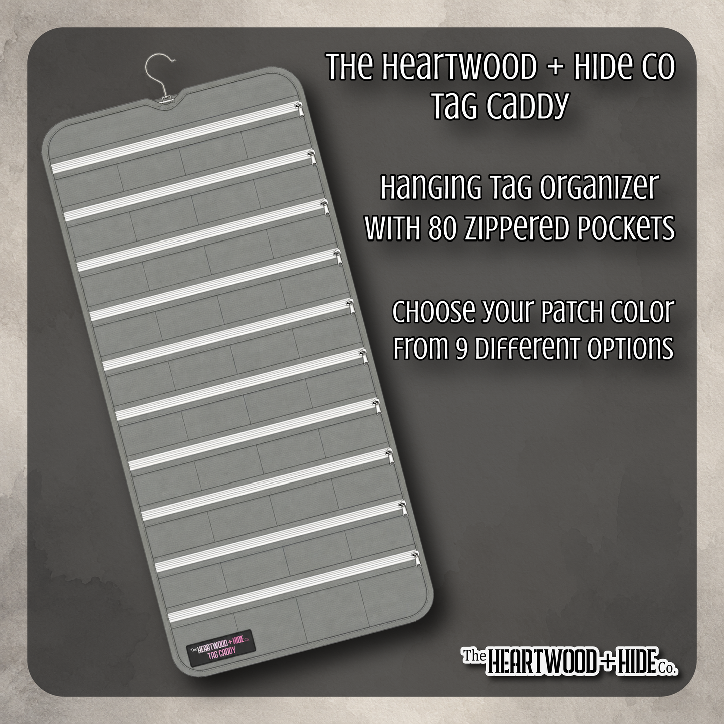 The Heartwood + Hide Co. Tag Caddy - A Hanging Tag/Small Notions Organizer