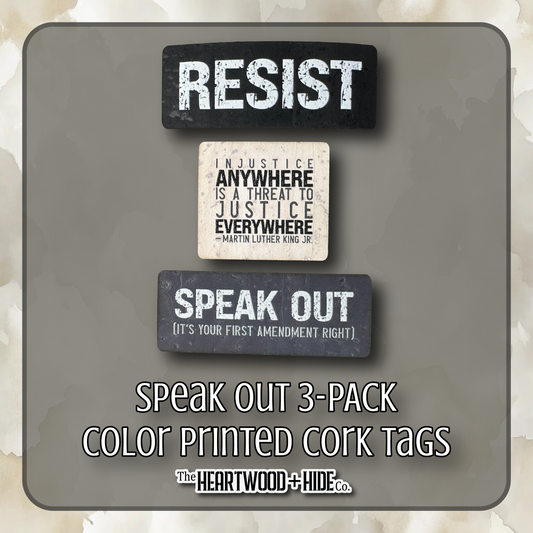 "Speak Out" 3-Pack - Color Printed Cork Tags