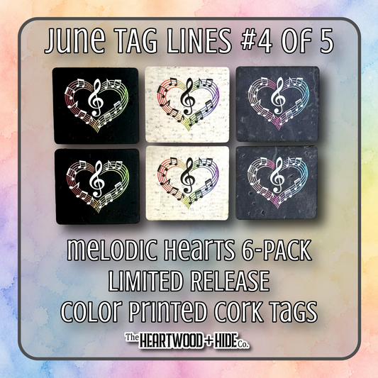 "Melodic Hearts" 6-Pack - LIMITED RELEASE Color Printed Cork Tags [TL June '26  4 of 5]