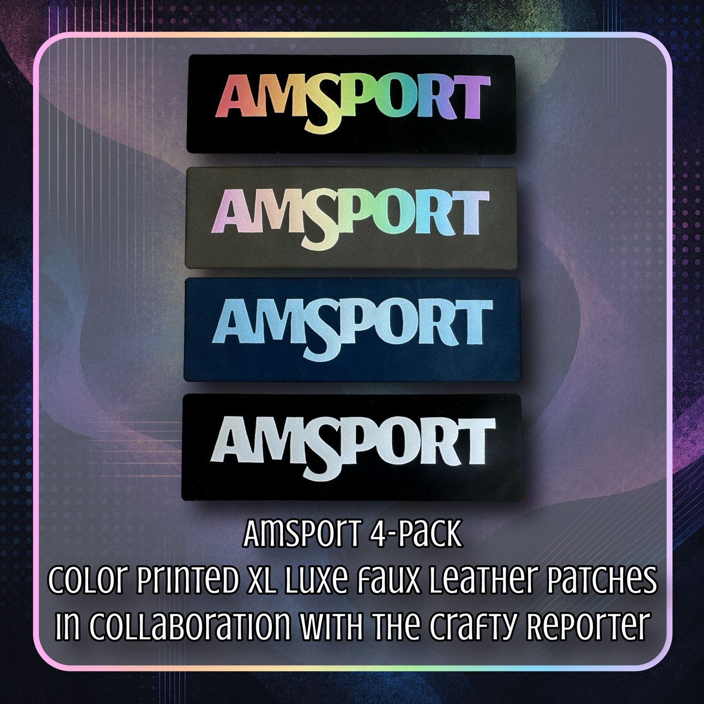 "AMSPORT" - Color Printed XL Luxe Faux Leather Patch 4-Pack
