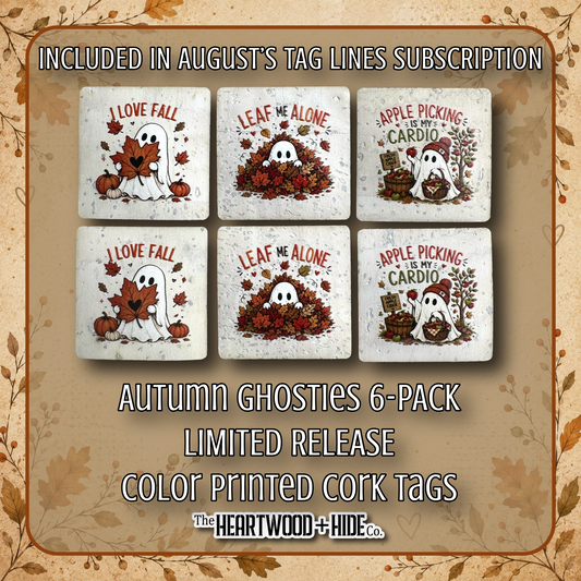 "Autumn Ghosties" 6-Pack - LIMITED RELEASE Color Printed Cork Tags [TL '26 August]