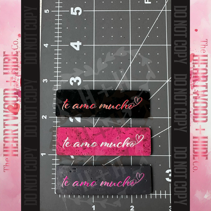 "te amo mucho" 3-pack - Color Printed Cork Tags