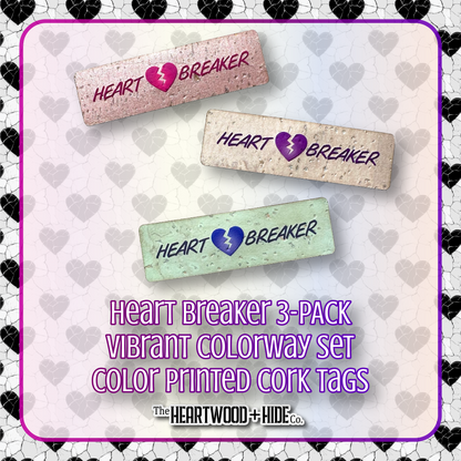 "Heart Breaker (Vibrant Colorways)" 3-pack - Color Printed Cork Tags