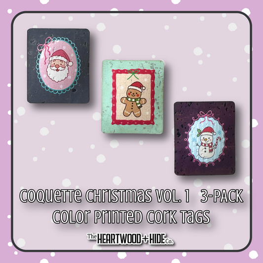 "Coquette Christmas Vol.1" 3-Pack - Color Printed Cork Tags