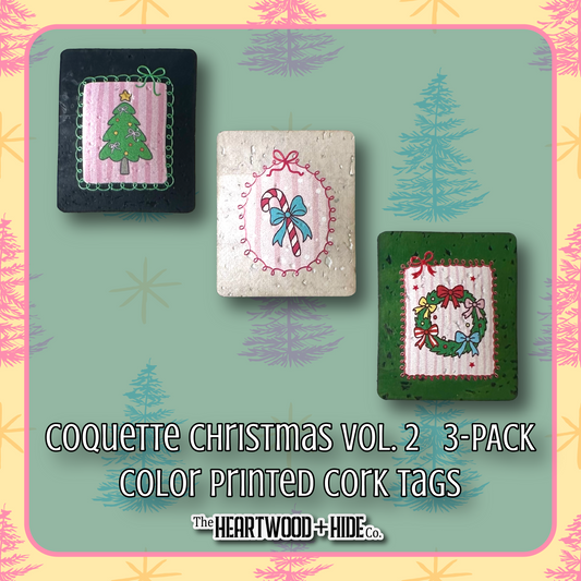 "Coquette Christmas Vol.2" 3-Pack - Color Printed Cork Tags
