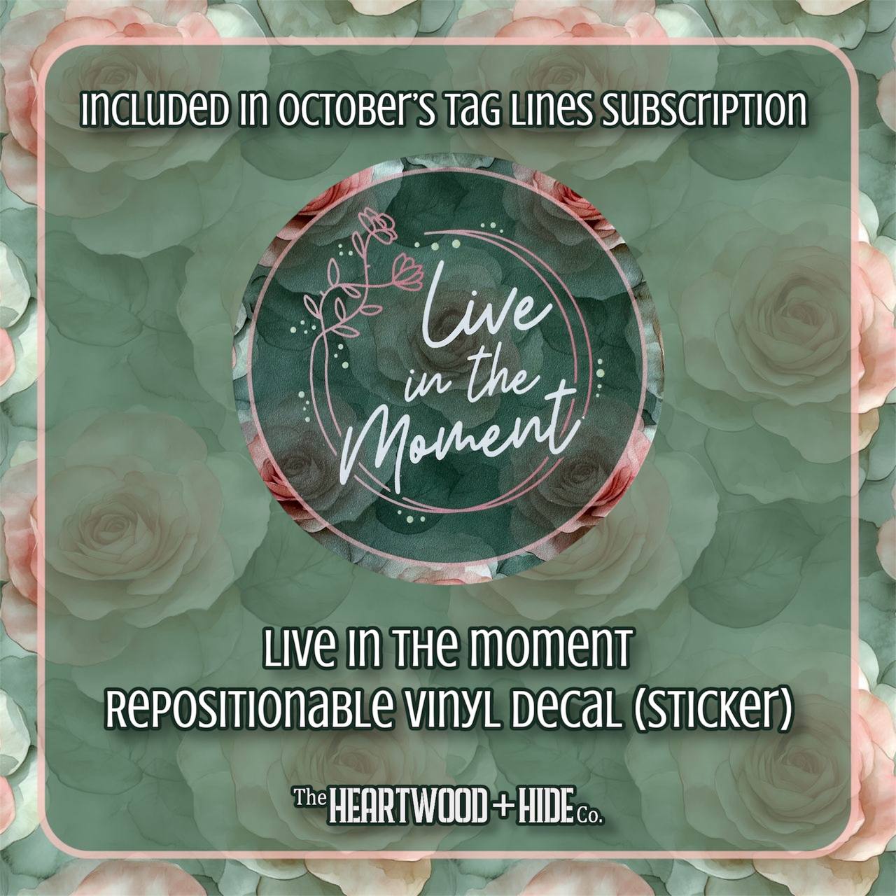 "Live In The Moment" - Repositionable Vinyl Decal (Sticker) [TL October]