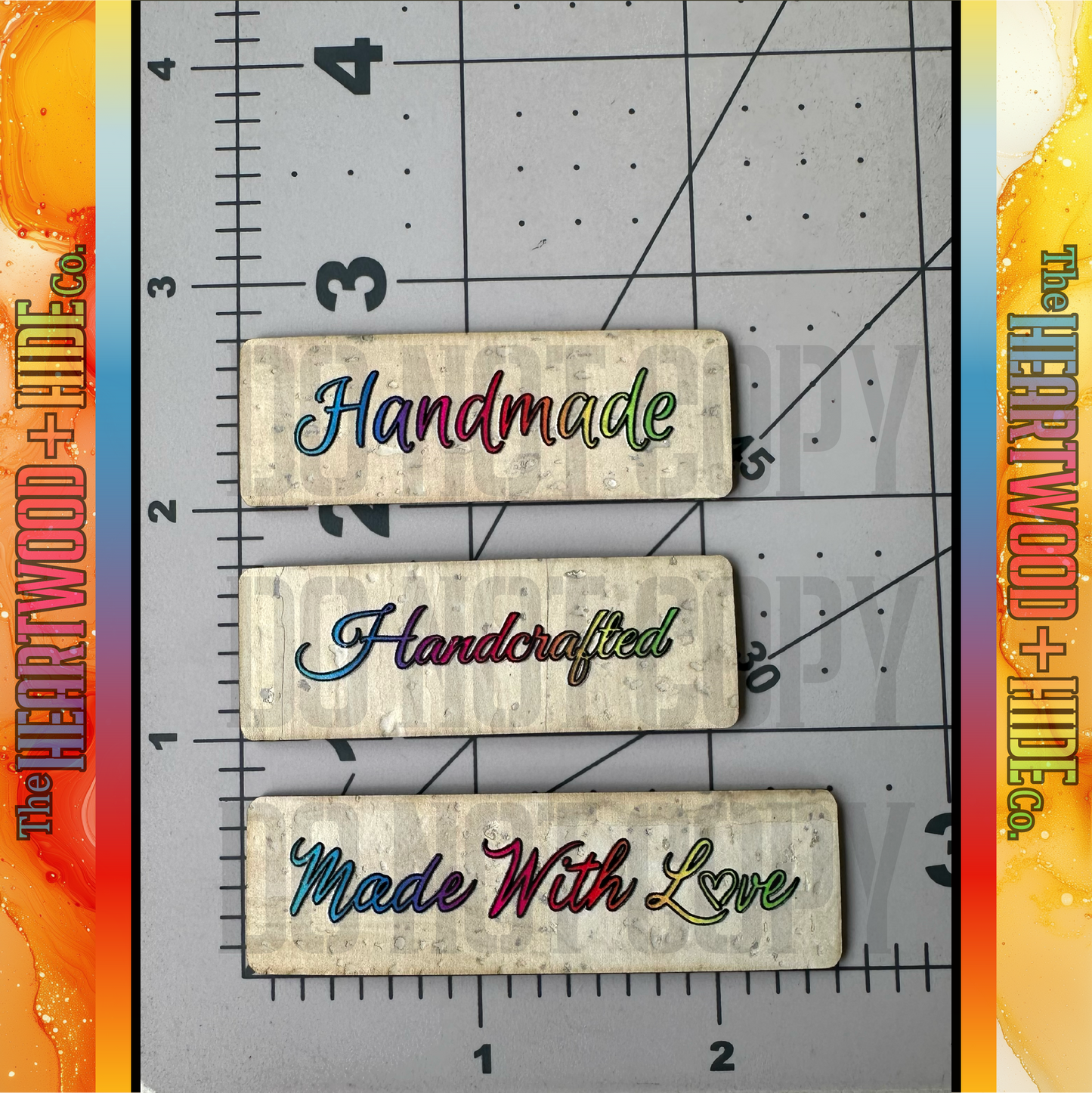 "Make . Craft . L💕ve" Color Printed Rainbow On Rustic White Cork 6-Pack