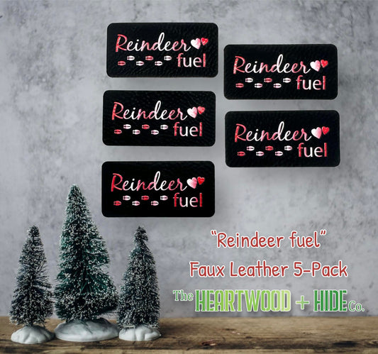 "Reindeer Fuel" Color Printed Faux Leather Tags (5 Pack)