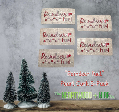 "Reindeer Fuel" Color Printed Cork Tags (5 Pack)