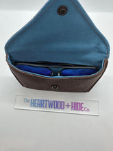 Load image into Gallery viewer, Handmade Sunglass Pouch - Dark Brown &amp; Teal
